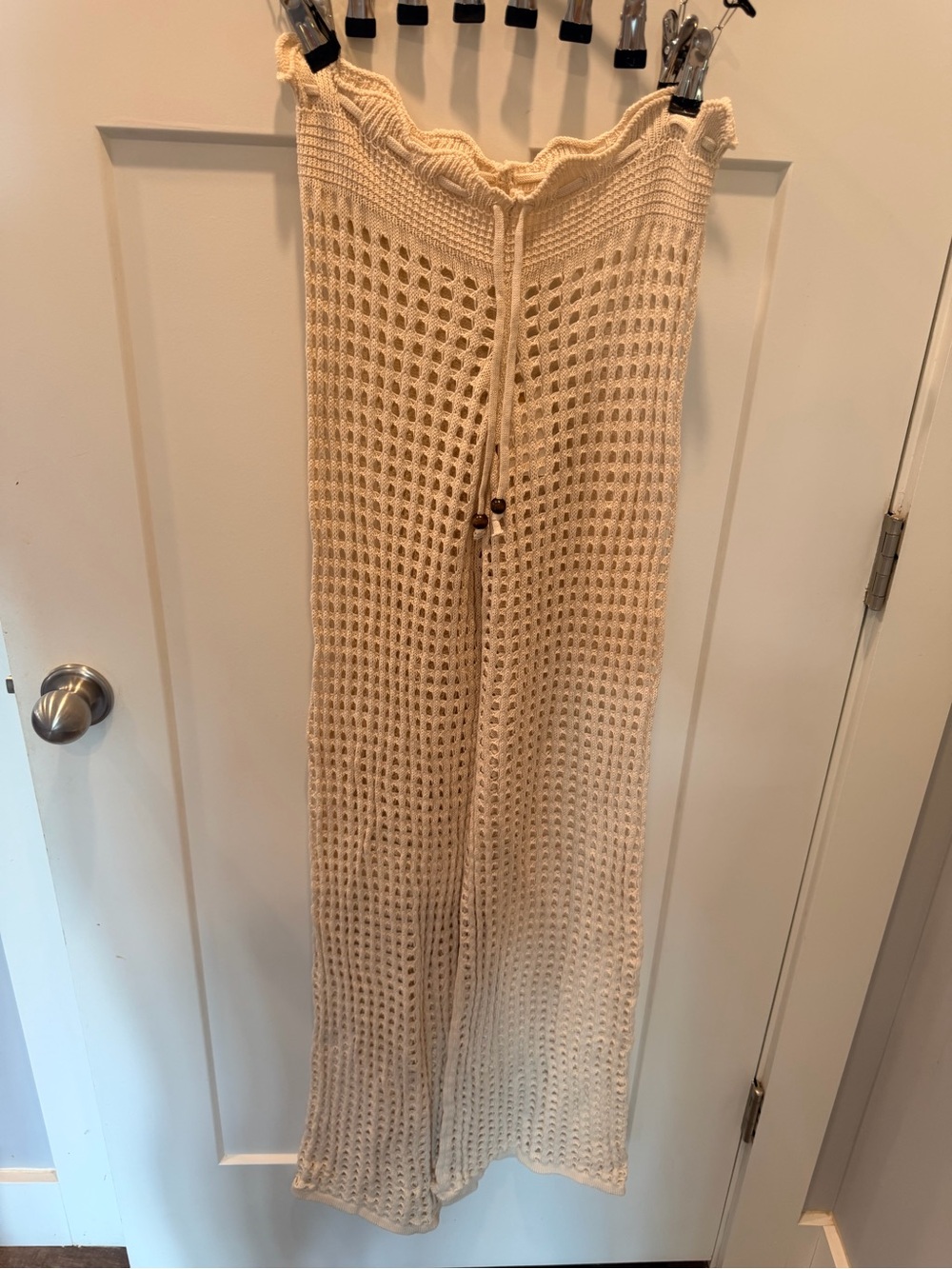 NWT Blanco by Nature Cream Crochet Wide Leg Beach Pants Small
